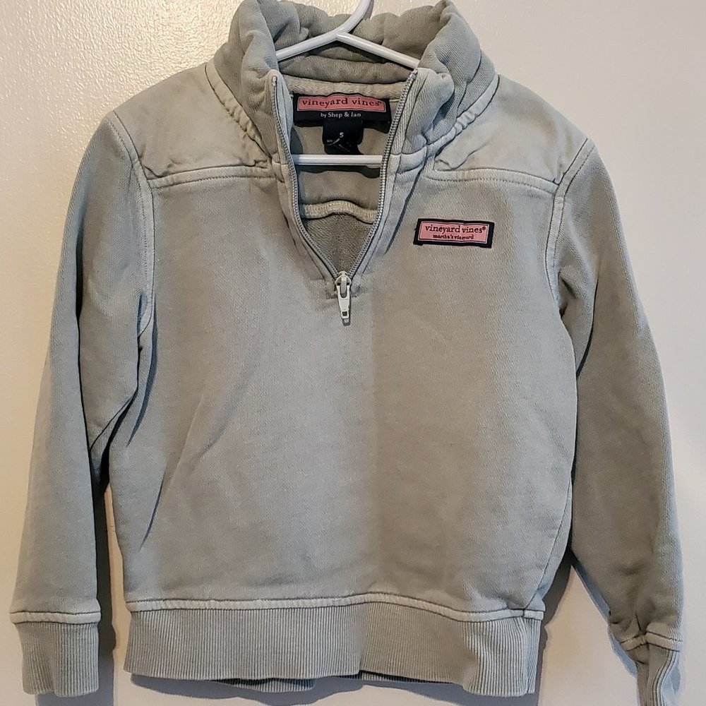 Vineyard Vines Kids Unisex Vintage Wash Light Green Zip Sweatshirt Size 5
